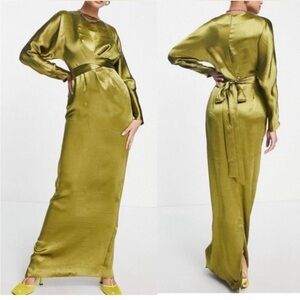 ASOS Long sleeve batwing satin dress